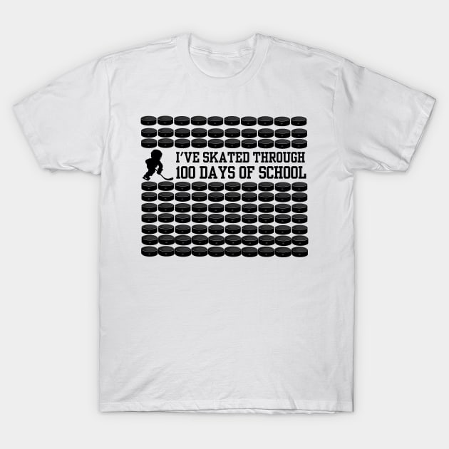 100 Days Of School Ice Hockey I've Skated Through 100 Days Of School Hockey Player Skating Game Boys Girls Kids T-Shirt by weirdboy